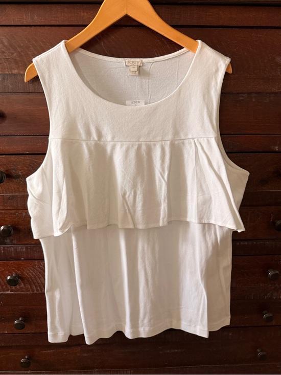 J. Crew Tops - J. Crew White Ruffle-Front Sleeveless Tank Top